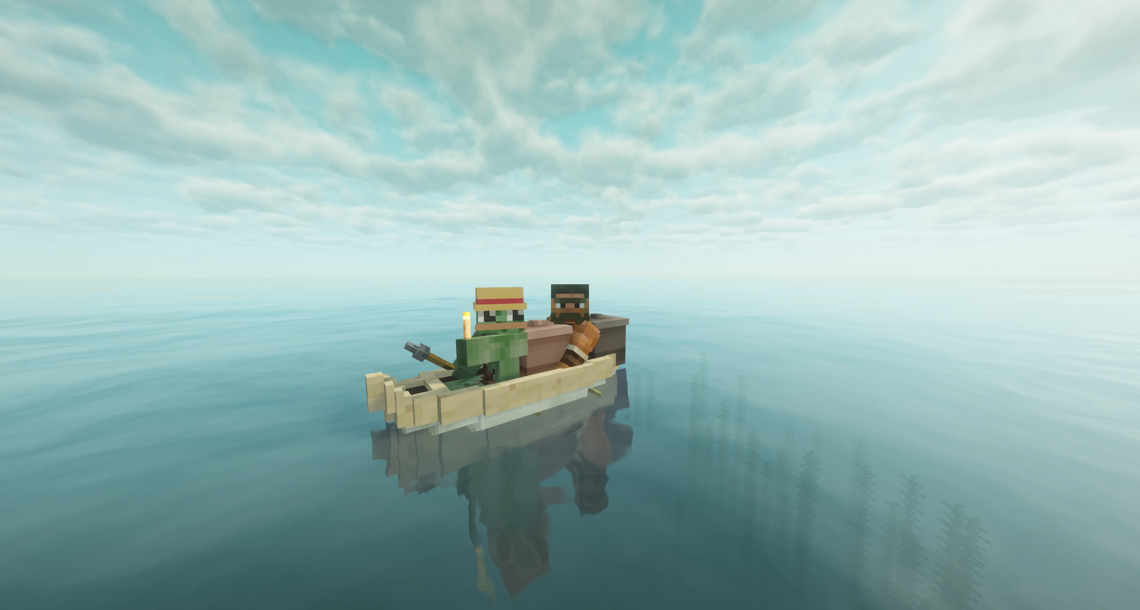 <span class="username">BobBuildsBlocks</span> and <span class="username">ILaikRice</span> set off in their canoe to explore far away lands