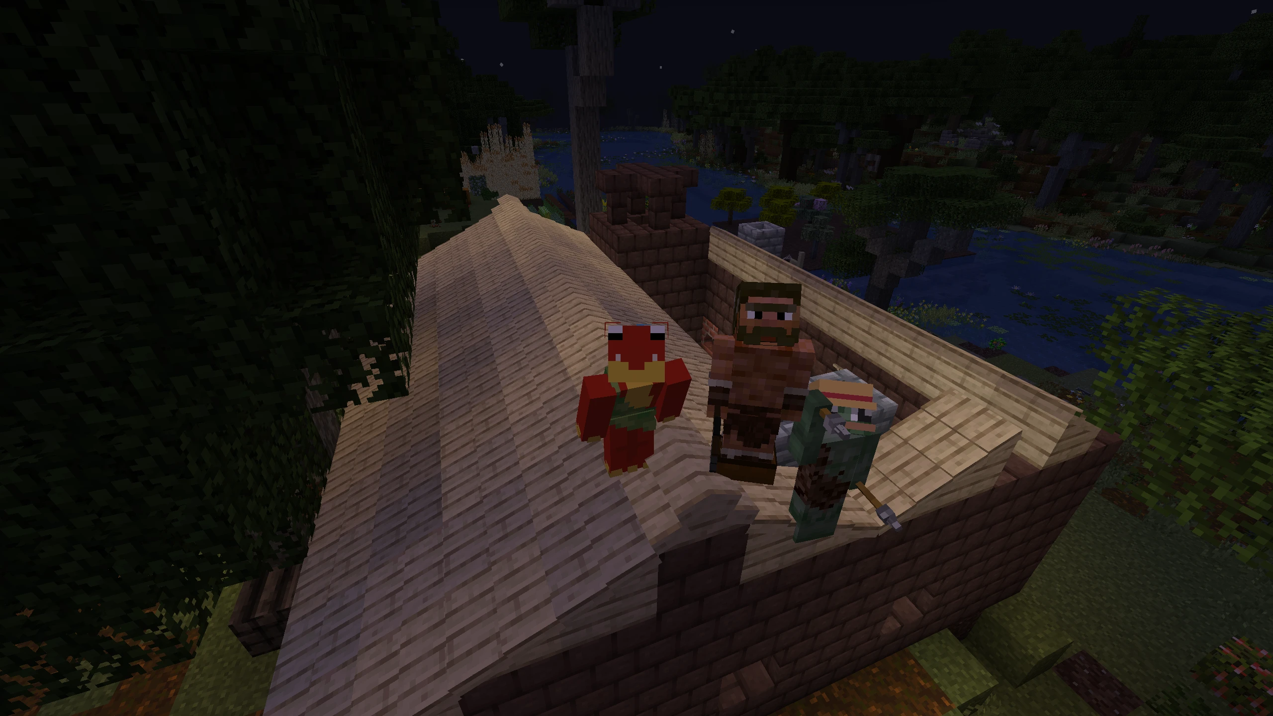 Back home, <span class="username">foxluma</span> has been hard at work putting a roof on the mess hall